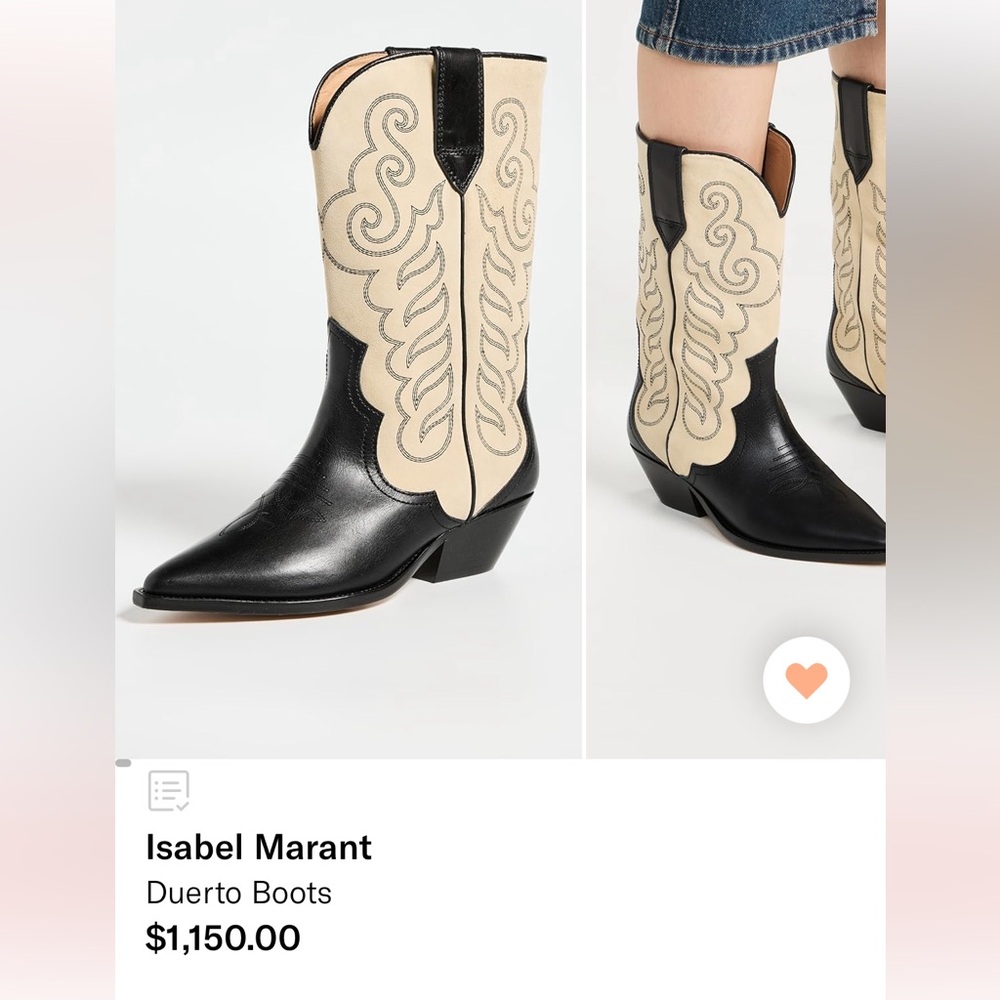 Isabel Marant Duerto Black and Cream Women's Western Cowboy Boots